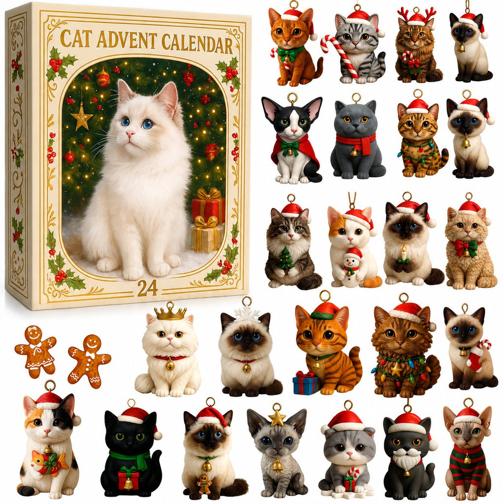 Advent Calendar 2026 Cat Advent Calendar Gift for Adults Friends Cat Owners and Lovers Christmas Holiday Countdown Gift 24 Designs Cats Charm Christmas Tree Ornament